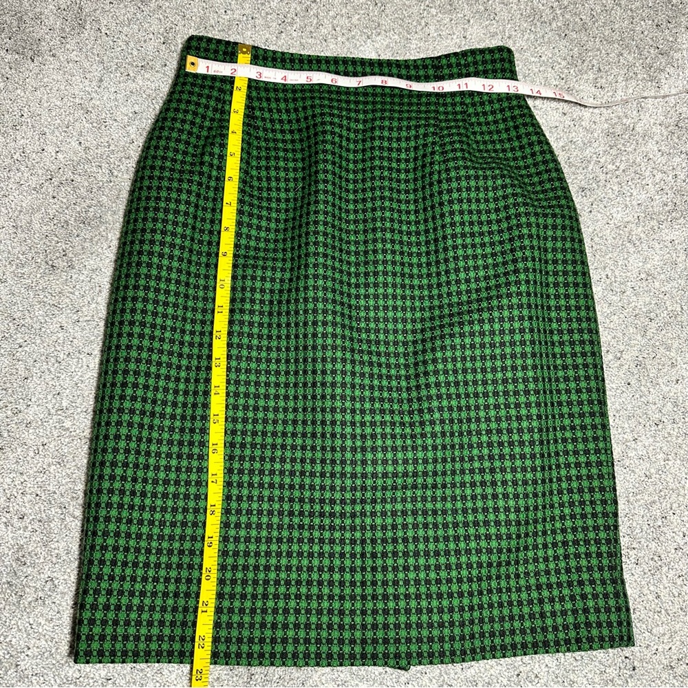 VINTAGE Jones New York 100% Wool Pencil Skirt, Green/Black - Womens 6 - Picture 7 of 9